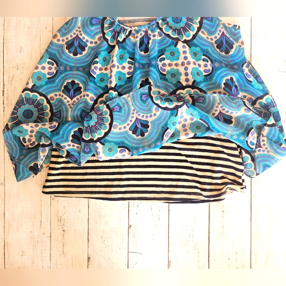 Anthropologie Meadow Rue Flowy Layered Tank Menon Geometric Blue Medallion - Picture 7 of 10